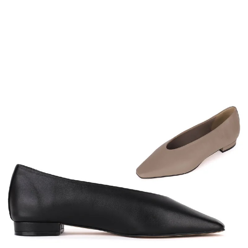 LETSBE - leather flat---Comfortable Leather Pumps for Office and Everyday Wear