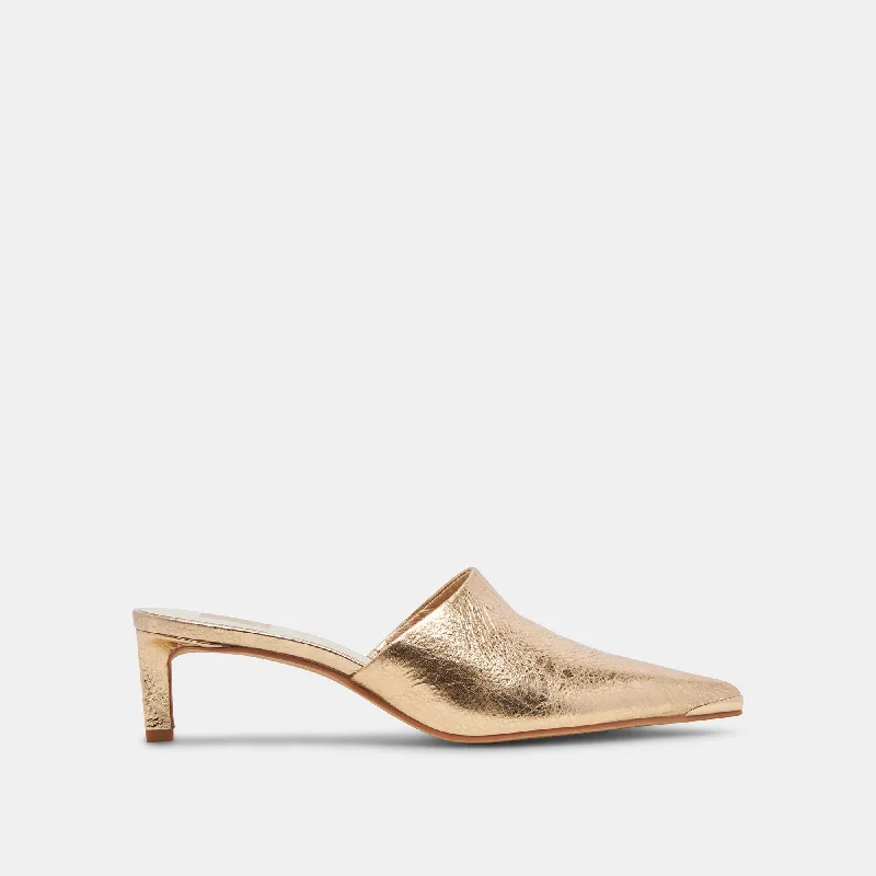 LEXY HEELS GOLD DISTRESSED LEATHER---Comfortable Leather Pumps for Office and Everyday Wear