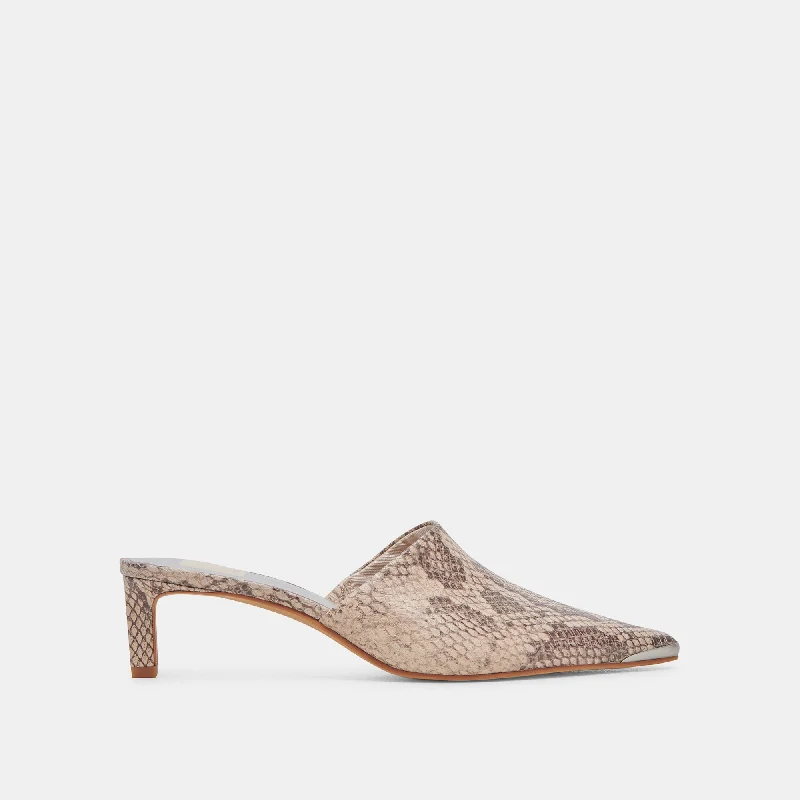 Stiletto Heel Pumps with Perfect Fit--LEXY HEELS SAND SNAKE EMBOSSED-Fashionable & Classic