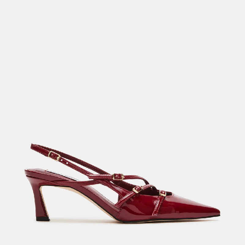 Versatile Heeled Sandals for Any Occasion---LIANA BURGUNDY PATENT