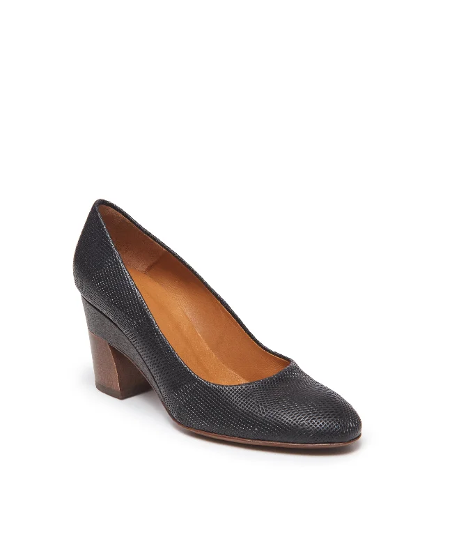 Lichi Heel - Prismanet Black Leather---Comfortable Leather Pumps for Office and Everyday Wear