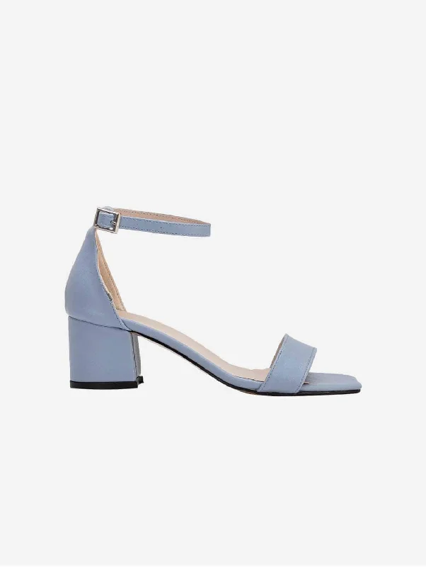 Iva Vegan Leather Low Heel | Light Blue---Comfortable Leather Pumps for Office and Everyday Wear