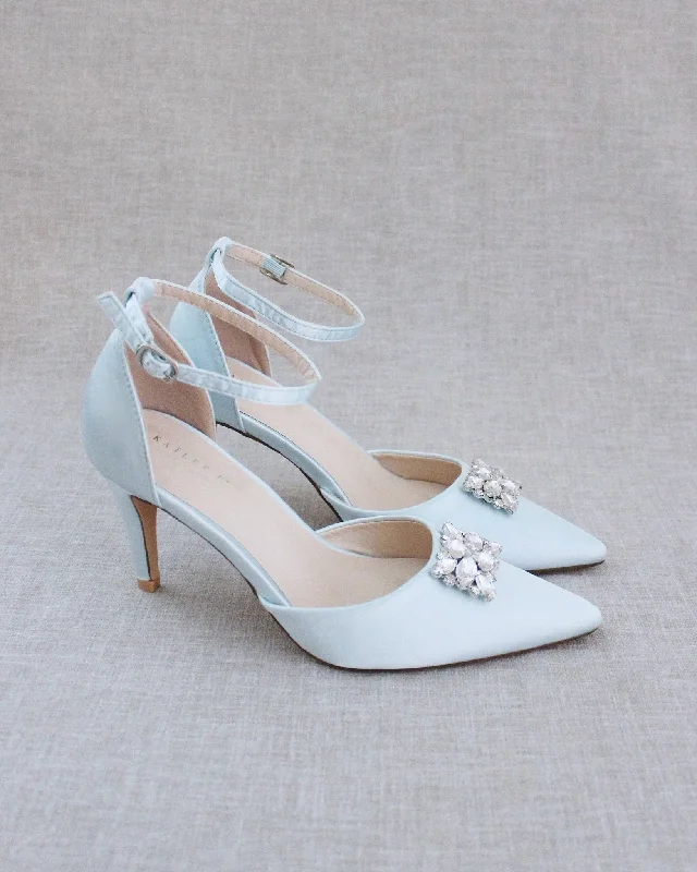 Versatile Heeled Sandals for Any Occasion---Wedding Heels with Rectangular Brooch