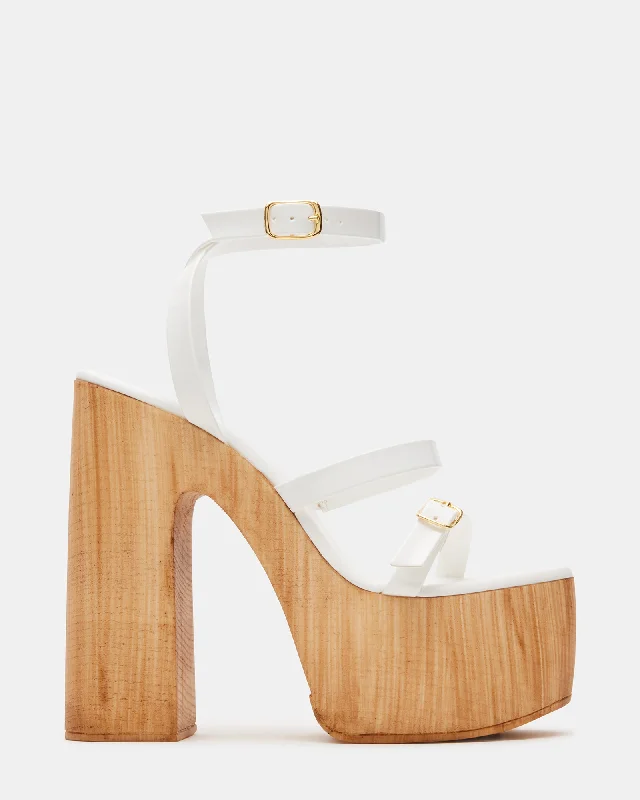 Versatile Heeled Sandals for Any Occasion---LILIA WHITE PATENT