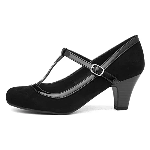 Affordable Suede Ankle Pumps for All-Day Wear--Lilley Vicky Womens Black Faux Suede Court Shoe