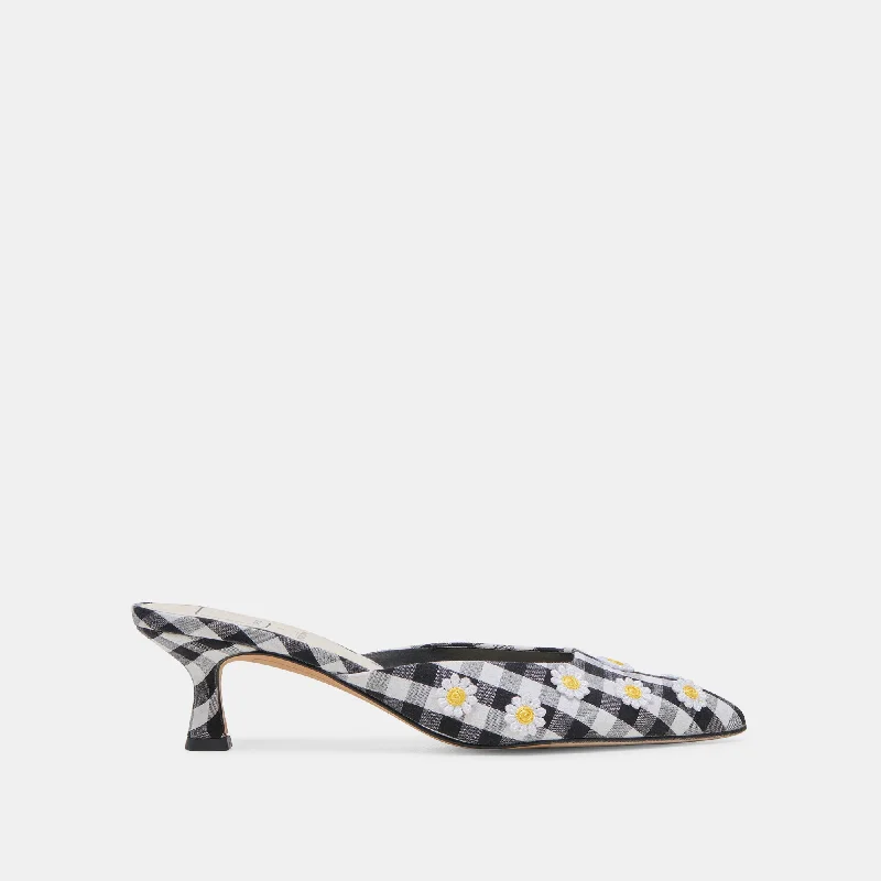 Stiletto Heel Pumps with Perfect Fit--LILOU HEELS BLACK WHITE GINGHAM-Fashionable & Classic