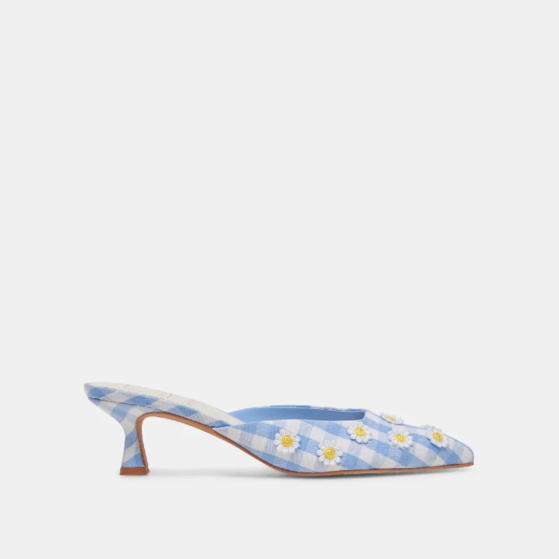 Stiletto Heel Pumps with Perfect Fit--LILOU HEELS WHITE BLUE GINGHAM-Fashionable & Classic