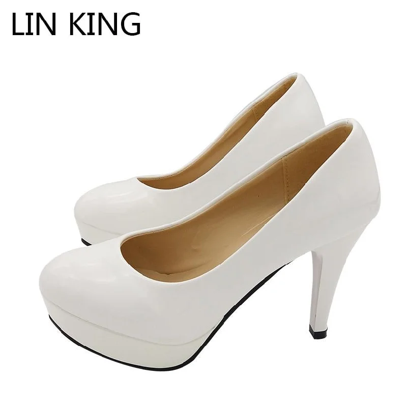 Sleek and Shiny Patent Pump Heels for a Polished Look--Spring High Heels Women Pumps Platform Patent Leather Black Red White Brand Women Shoes Platform High Heels Shoes