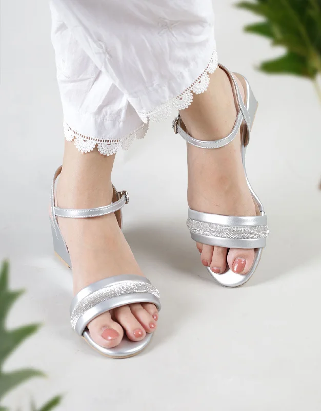 Stylish Platform Heels for Extra Height--Lisa Platform Heels - Silver