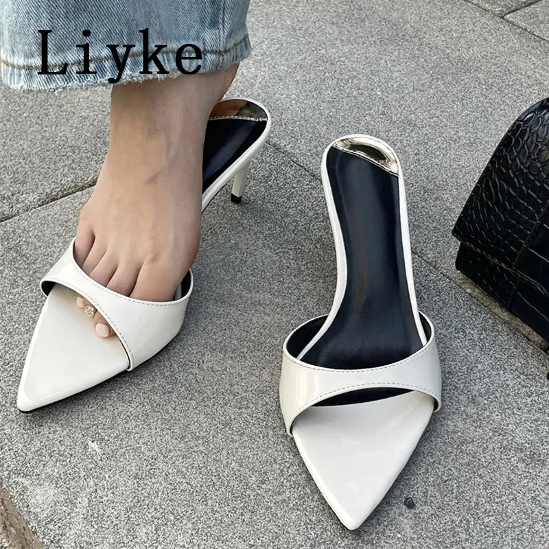 Versatile Heeled Sandals for Any Occasion---Liyke Slippers Low Thin Heels Slides