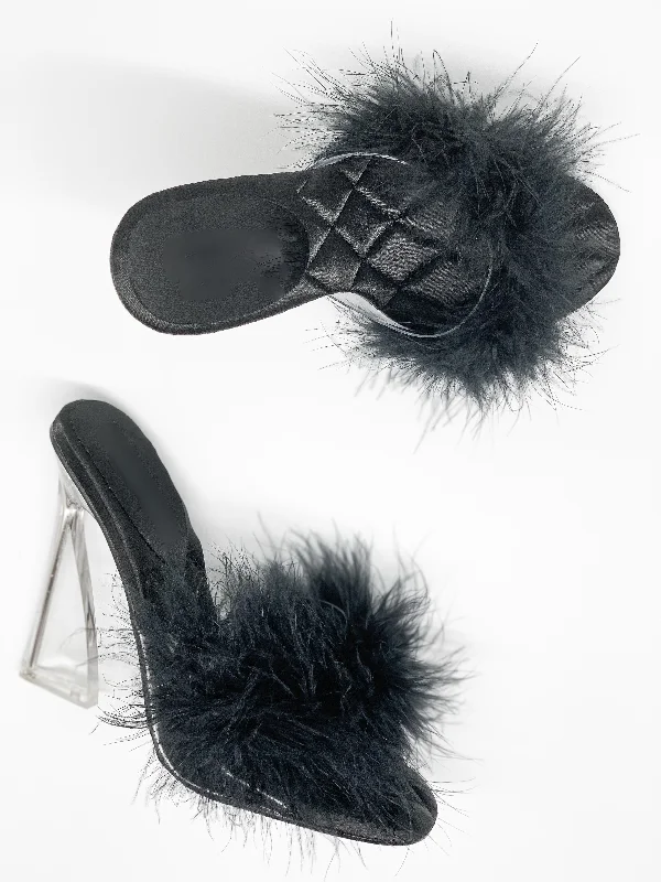 Sassy Fur Clear Heels---Fashionable Kitten Heels for Date Night