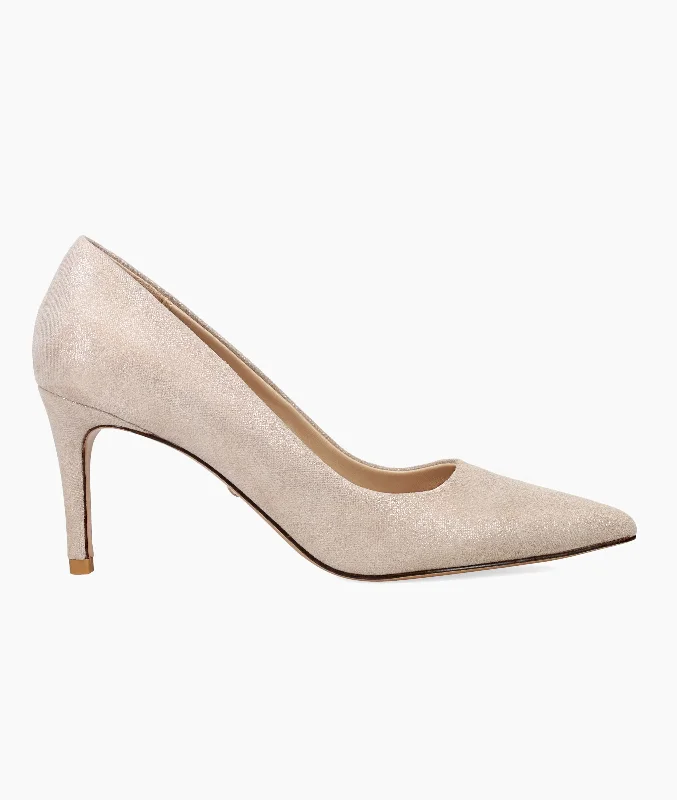 Lizel Mid Heel - Shimmer Taupe---Fashionable Kitten Heels for Date Night