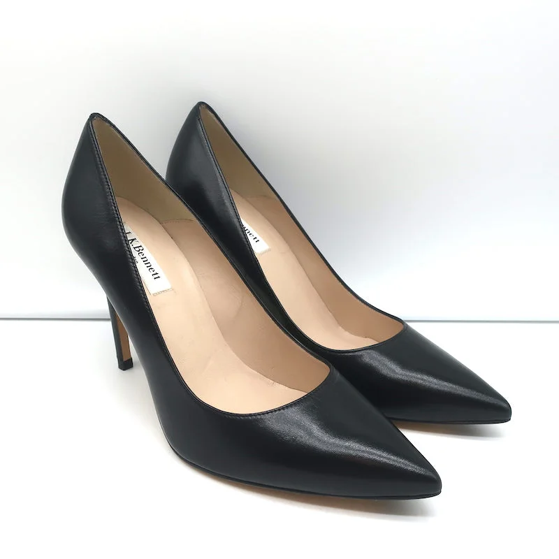 Stiletto Heel Pumps with Perfect Fit--LK Bennett Fern Pumps Black Leather Size 40 Pointed Toe Heels NEW-Fashionable & Classic