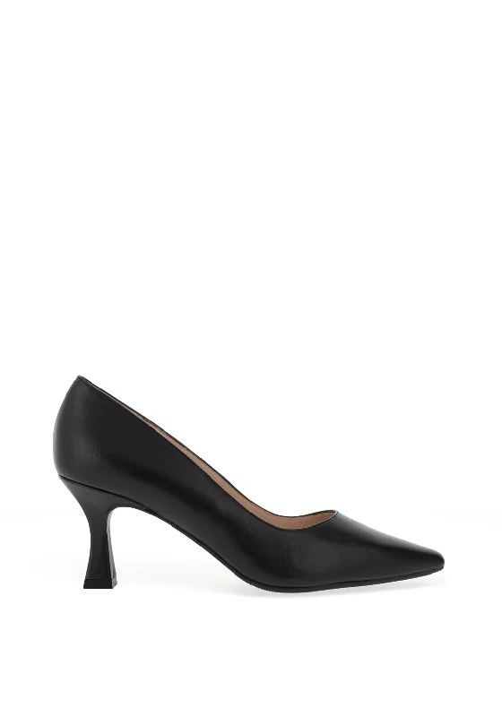 Lodi Jona Leather Low Heel Court Shoes, Black---Comfortable Leather Pumps for Office and Everyday Wear