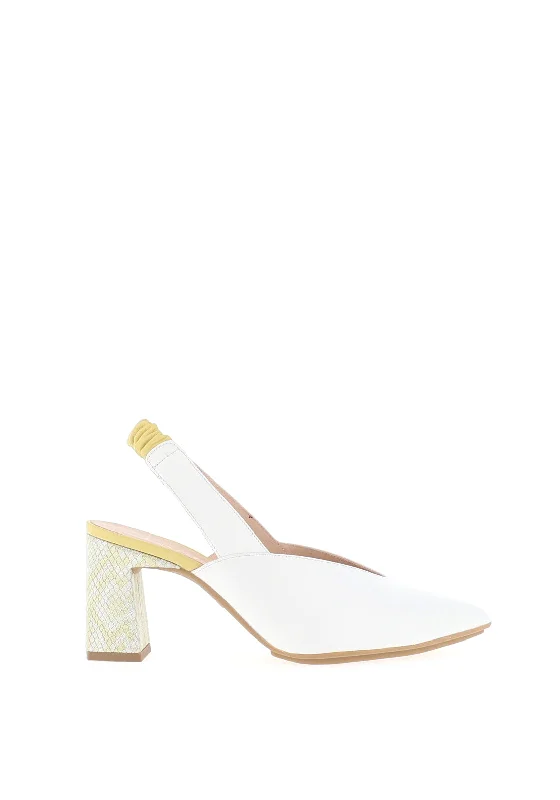 Versatile Heeled Sandals for Any Occasion---Lodi Milanesa Block Sling Back Heels, White