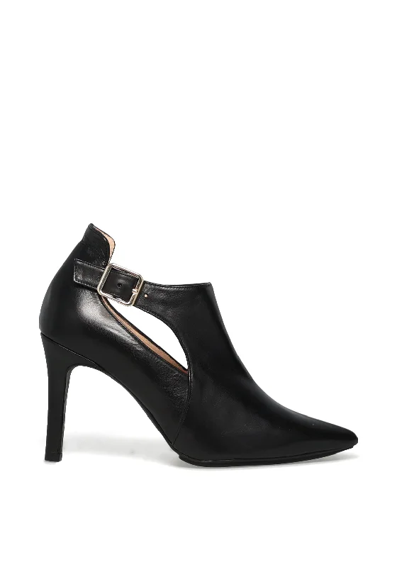 Versatile Heeled Sandals for Any Occasion---Lodi Resena Buckle Strap Court Shoes, Black