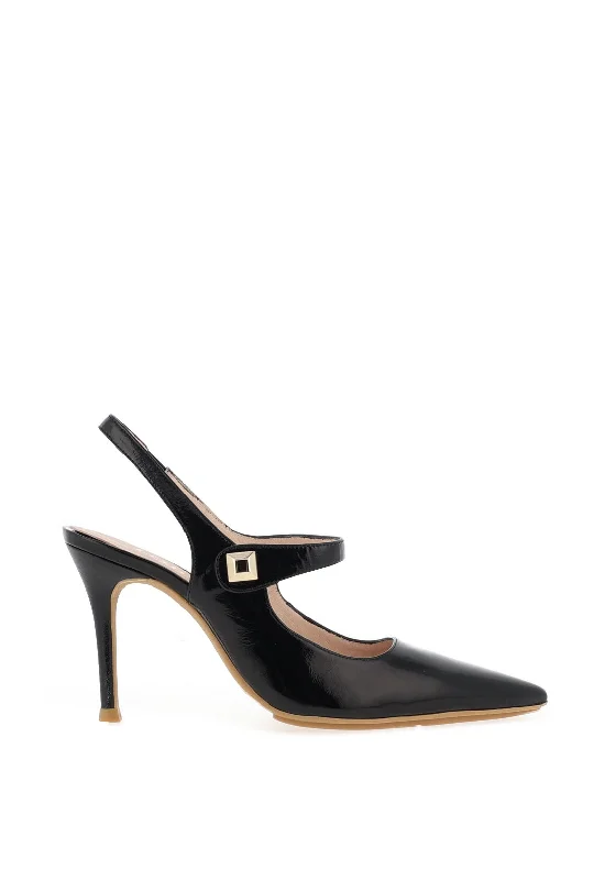 Lodi Salen Leather Stud Heeled Shoes, Black---Comfortable Leather Pumps for Office and Everyday Wear