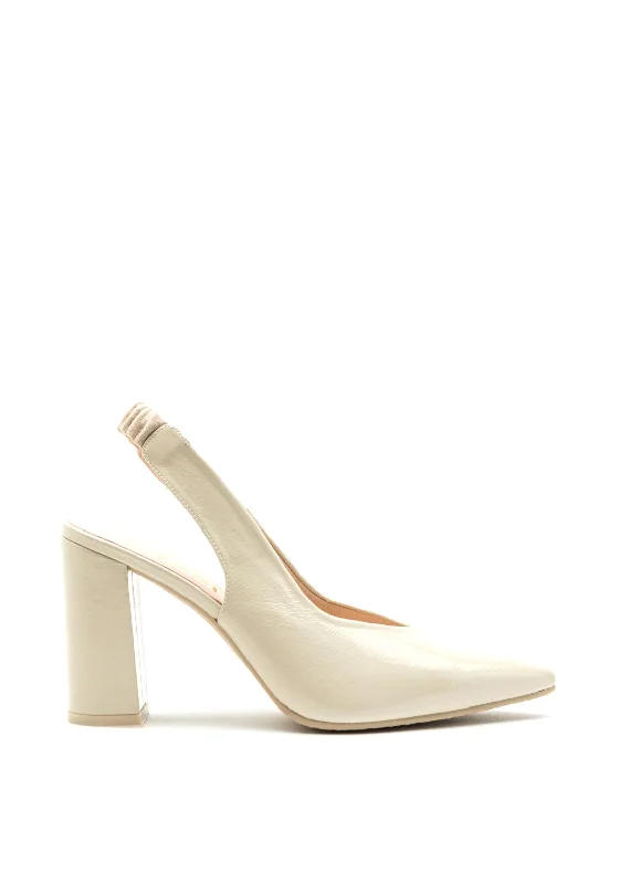 Trendy Chunky Heel Pumps for Casual Wear--Lodi Sensai Sling Back Block Heel Shoes, Beige