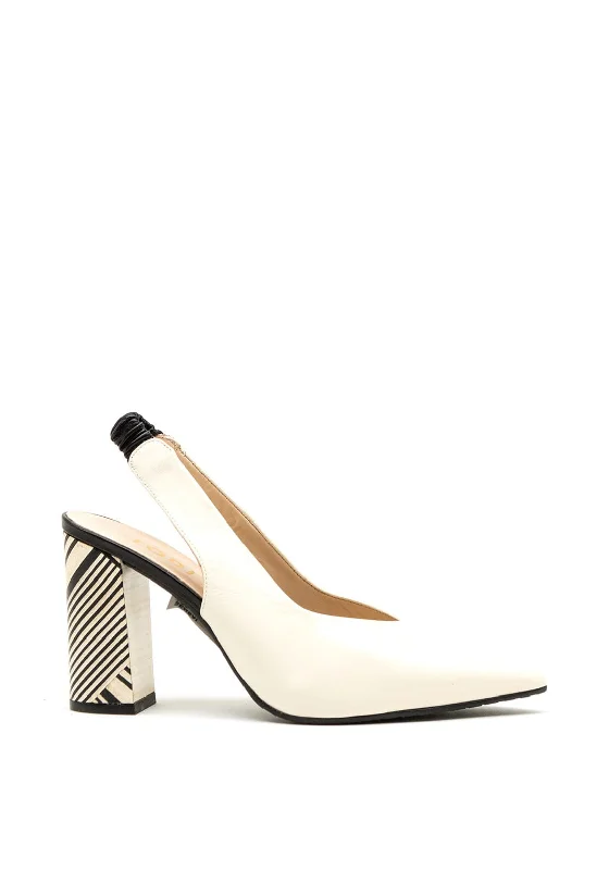 Trendy Chunky Heel Pumps for Casual Wear--Lodi Sensai Sling Back Block Heel Shoes, Cream