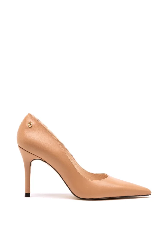 Stiletto Heel Pumps with Perfect Fit--Lodi Solun Leather Pointed Toe Court Shoes, Nude-Fashionable & Classic