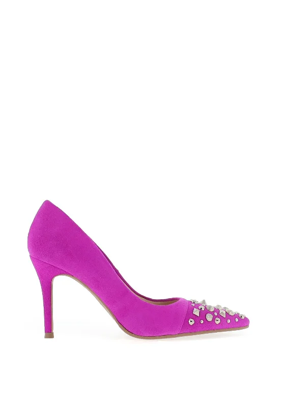 Affordable Suede Ankle Pumps for All-Day Wear--Lodi Sompo Suede Stud Toe Court Shoes, Fuchsia