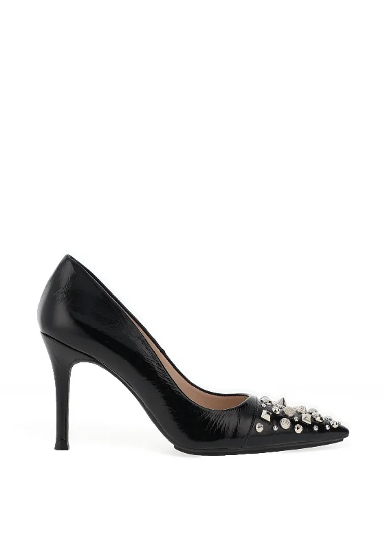 Sleek and Shiny Patent Pump Heels for a Polished Look--Lodi Sompogo Patent Embellished Toe Court Shoes, Black