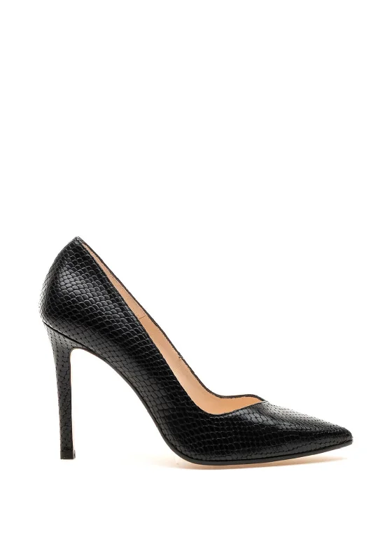 Lodi Victory Leather Pointed High Court Shoe, Black---Comfortable Leather Pumps for Office and Everyday Wear