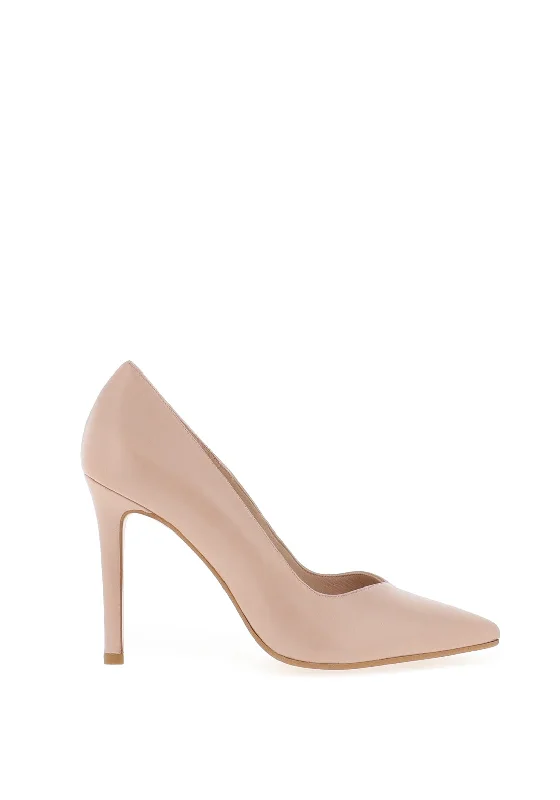 Lodi Victory Leather Pointed High Court Shoe, Nude---Comfortable Leather Pumps for Office and Everyday Wear