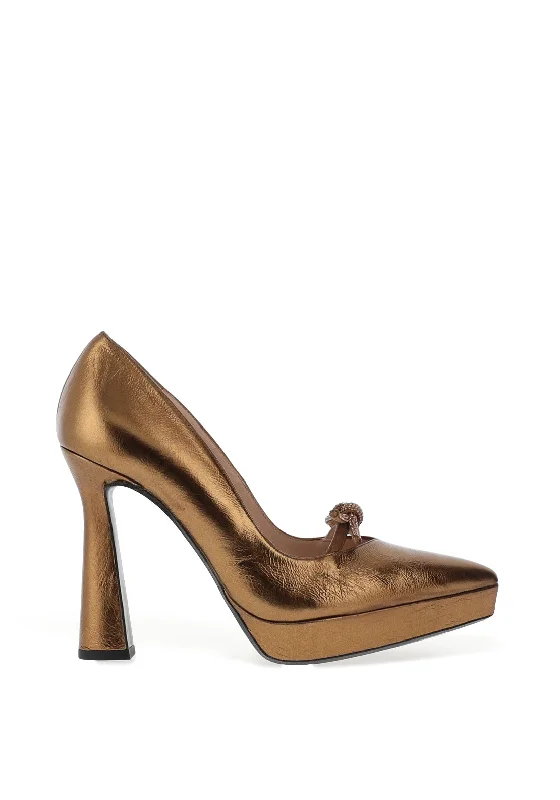 Stylish Platform Heels for Extra Height--Lodi Wamer Platform Court Shoes, Gold