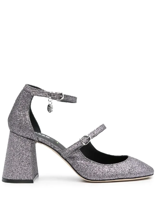 logo-charm 90mm glitter pumps---Trendy Glitter Heels for a Glamorous Look