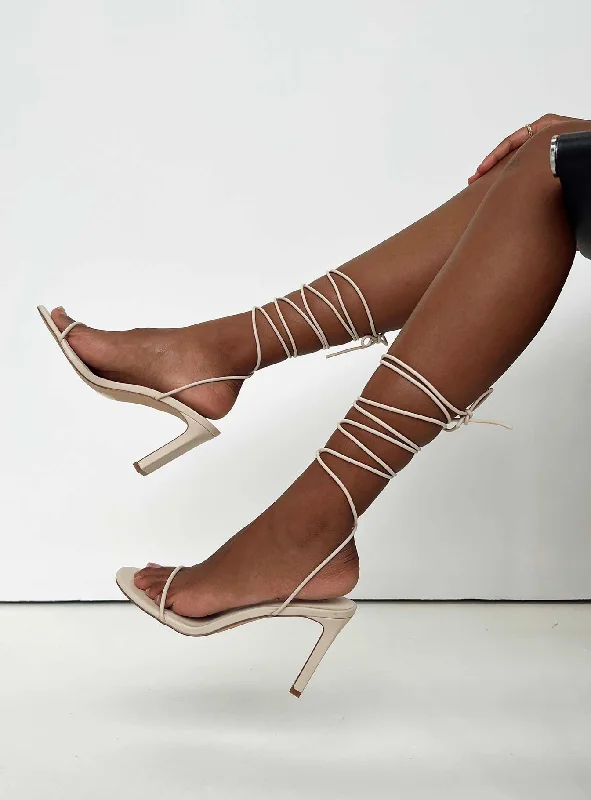 Lomond Strappy Heels Beige---Affordable Strappy Platform Heels with Premium Quality