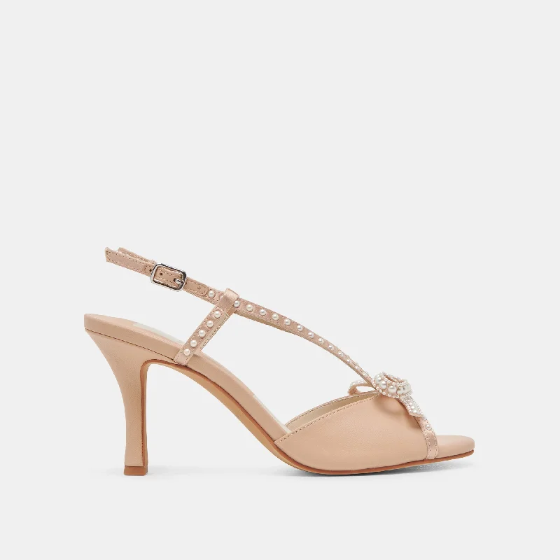 LONNY PEARL HEELS BLUSH SATINAffordable Satin Heels with a Luxe Touch