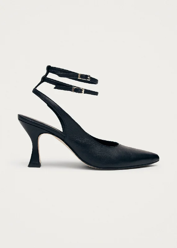 Louise Black Leather Pumps---Comfortable Leather Pumps for Office and Everyday Wear