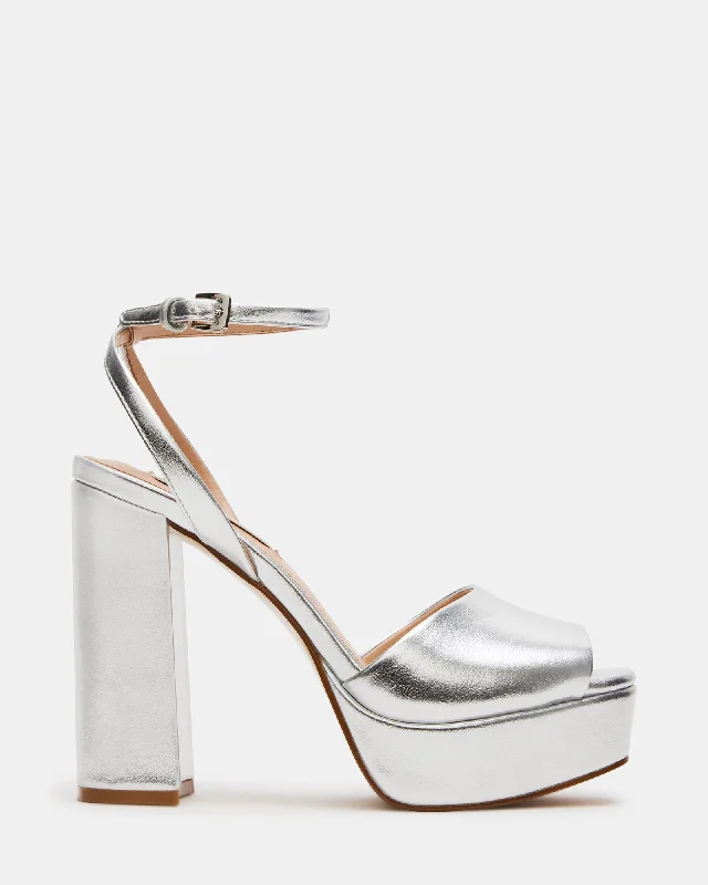 Versatile Heeled Sandals for Any Occasion---LOURDES SILVER METALLIC