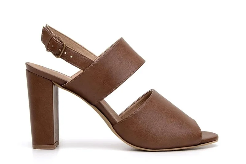 'Luciana' vegan-leather high-heel by Ahimsa Shoes - cognac---Comfortable Leather Pumps for Office and Everyday Wear