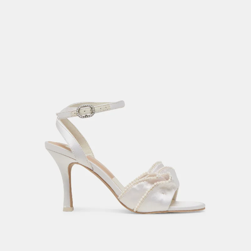 LUNETE PEARL HEELS VANILLA SATINAffordable Satin Heels with a Luxe Touch