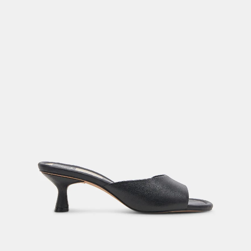 MACOY HEELS BLACK LEATHER---Comfortable Leather Pumps for Office and Everyday Wear