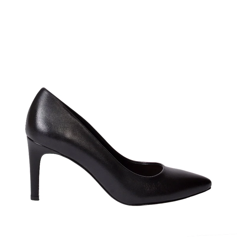 Rosa Black Nappa Leather Pumps---Comfortable Leather Pumps for Office and Everyday Wear