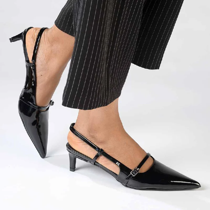 Madison Baila Kitten Slingback Heels - Black---Fashionable Kitten Heels for Date Night