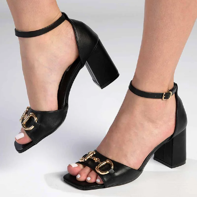 Trendy Chunky Heel Pumps for Casual Wear--Madison Galilee Block Heel - Black