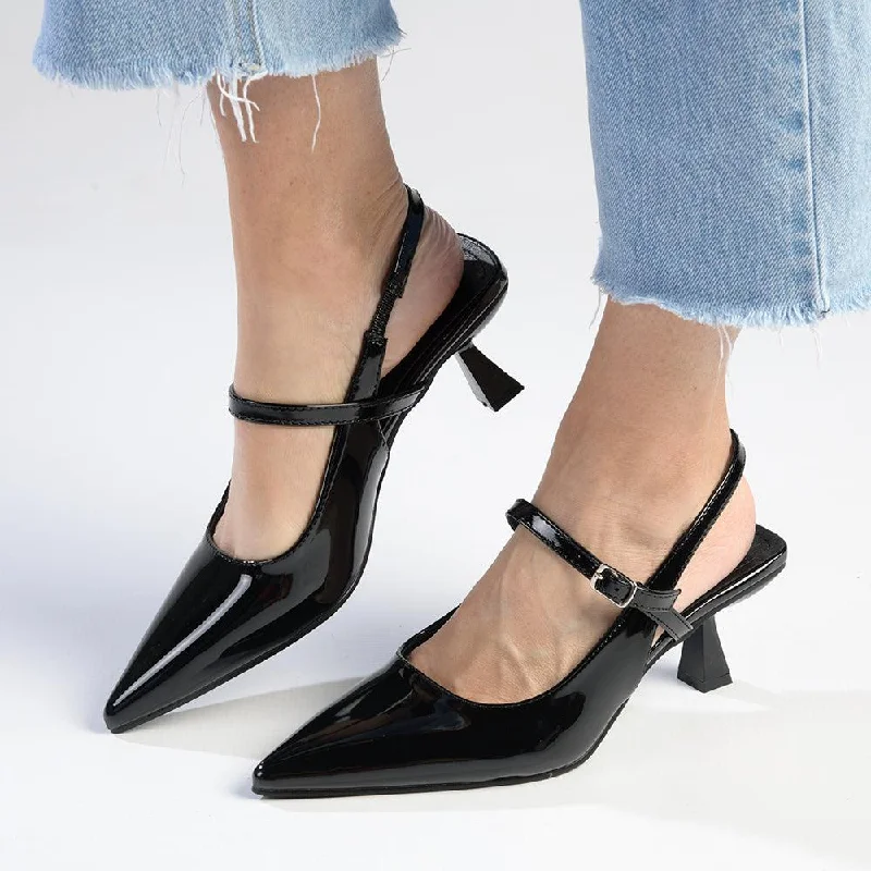 Madison Jakova Court Heels - Black---Fashionable Kitten Heels for Date Night