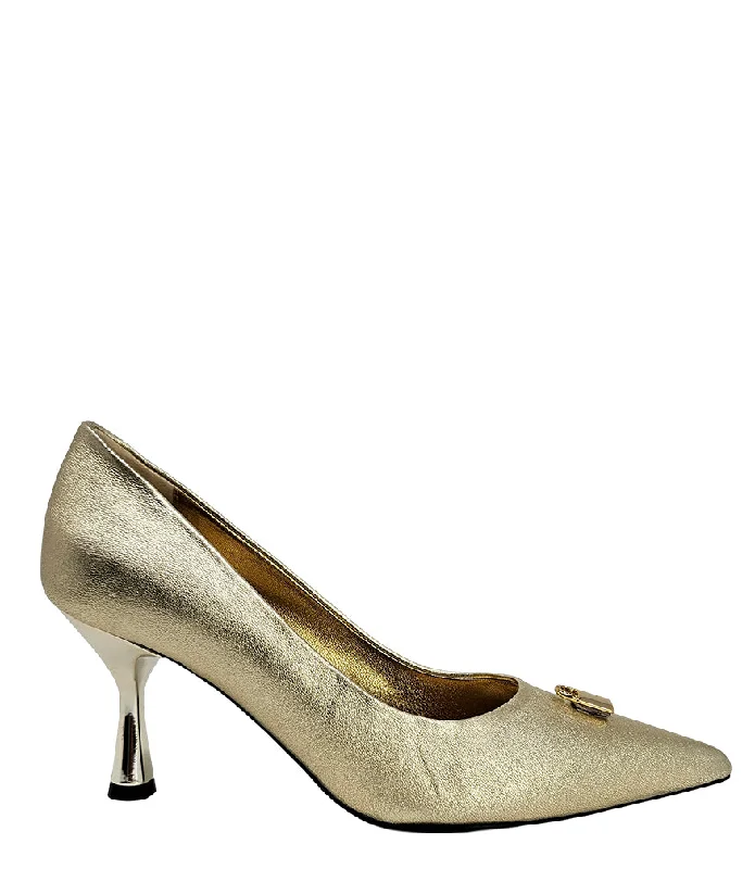 Versatile Heeled Sandals for Any Occasion---Gold Pump With Lock