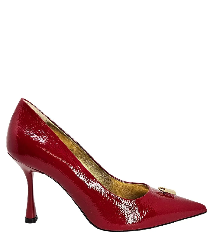 Versatile Heeled Sandals for Any Occasion---Red Pump With Lock