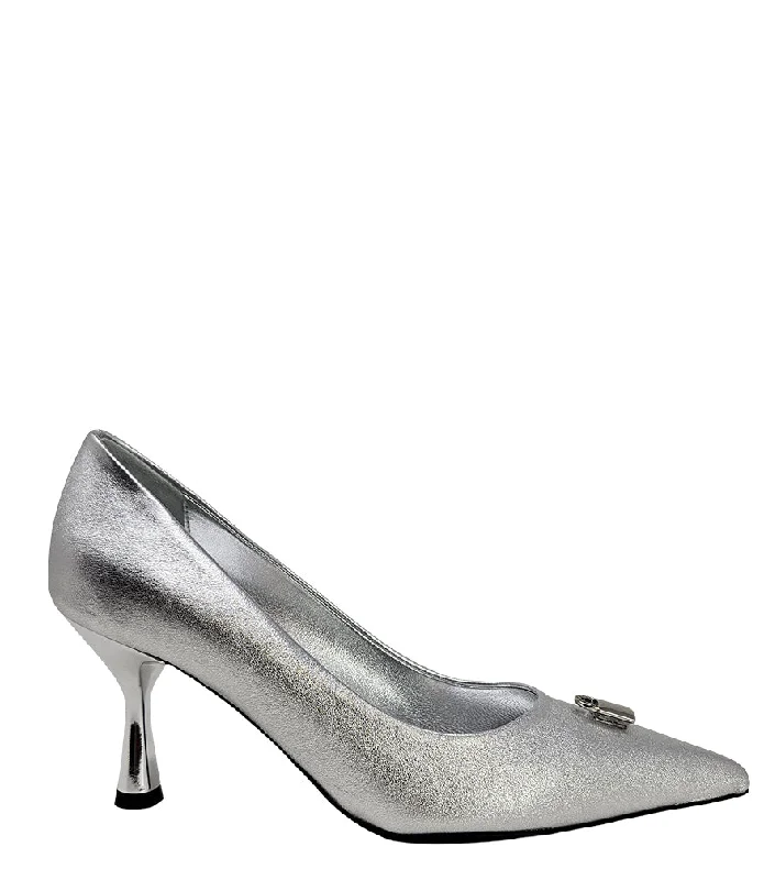 Versatile Heeled Sandals for Any Occasion---Silver Pump With Lock