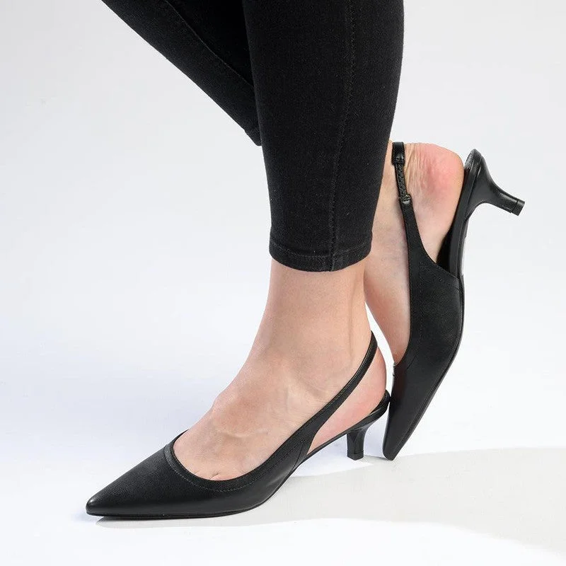 Madison Paige Kitten Slingback Heels - Black---Fashionable Kitten Heels for Date Night