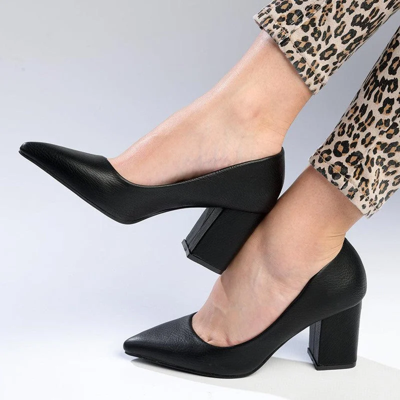 Trendy Chunky Heel Pumps for Casual Wear--Madison Patricia Medium Block Heel Court - Black