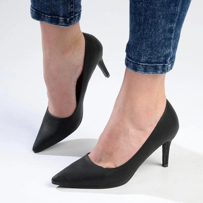 Madison Penny 5 Court Heels - Black---Fashionable Kitten Heels for Date Night