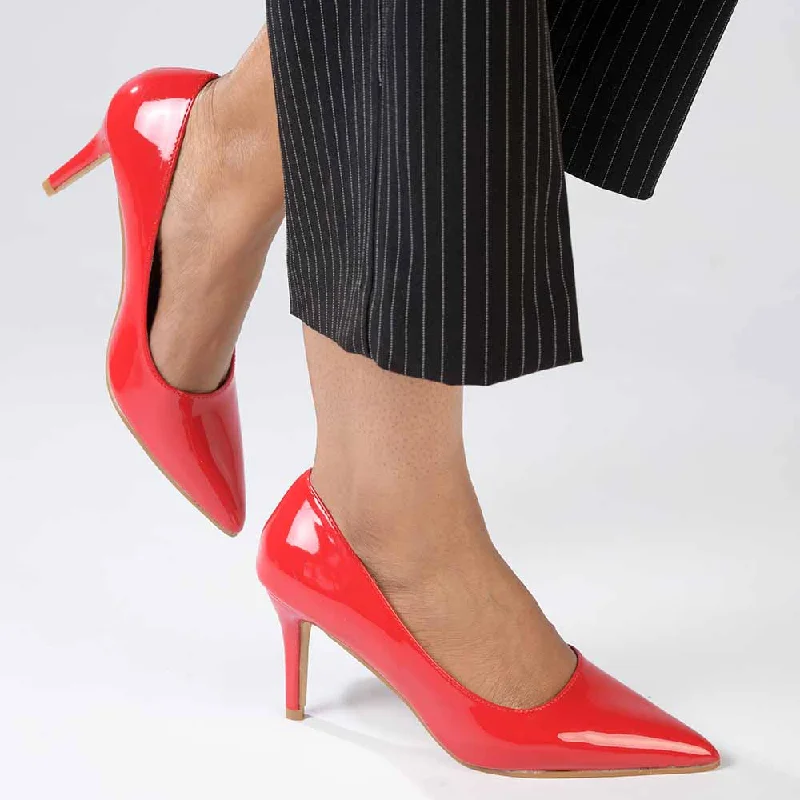 Madison Penny 5 Court Heels - Red---Fashionable Kitten Heels for Date Night