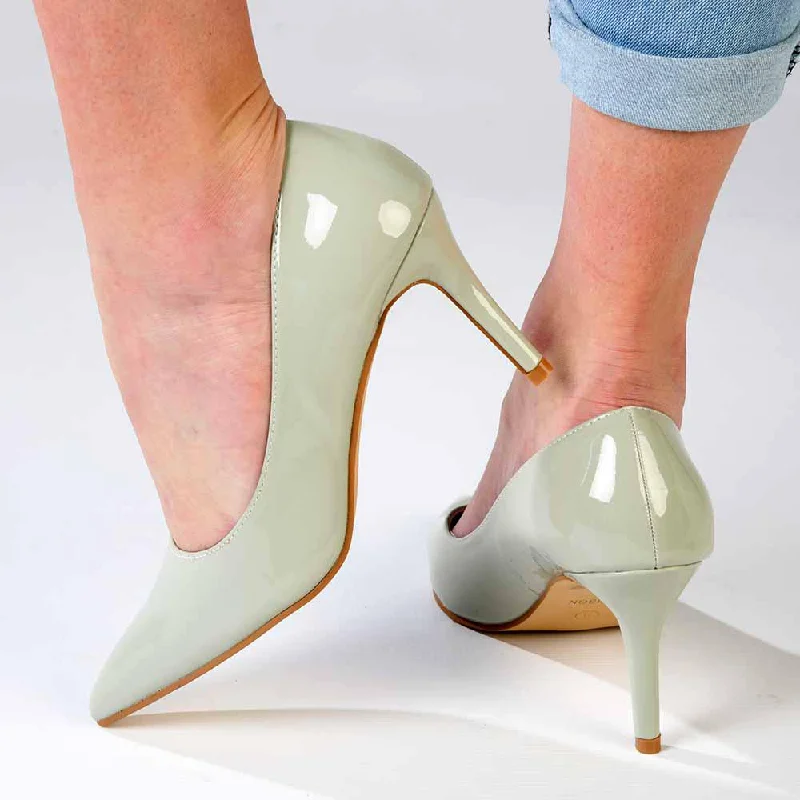 Madison Penny 5 Court Heels - Sage---Fashionable Kitten Heels for Date Night