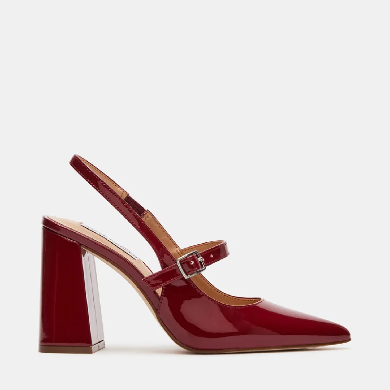 Versatile Heeled Sandals for Any Occasion---MAEGAN BURGUNDY PATENT